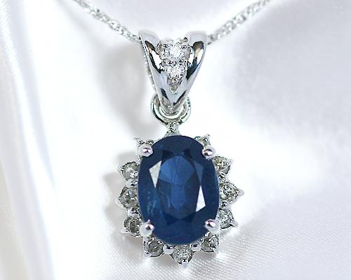 Sapphire - K18WG 1.5ct サファイア ペンダント 鑑別書