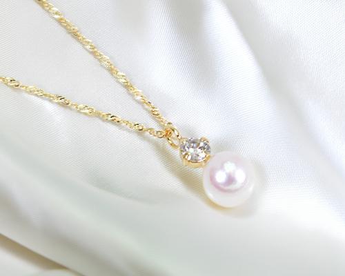 Pearl - K18　5.0mmあこや本真珠/0.09ctダイヤモンドペンダント