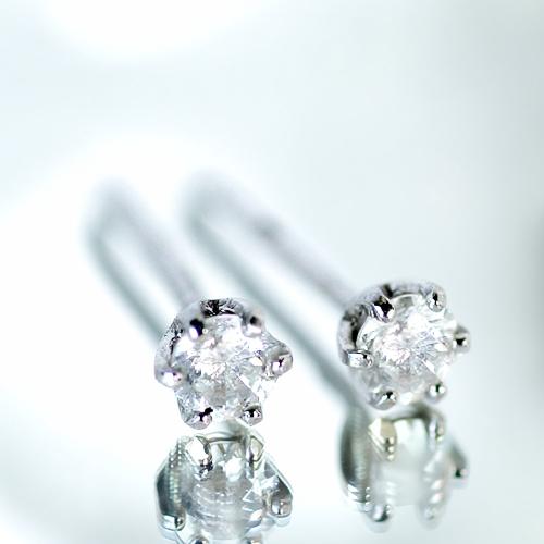 プラチナ 0.15ct ダイヤ ピアス 6爪 スタッド 1粒