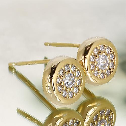 Rakuten - 0.2ct ダイヤモンド パヴェ ピアス K10 WG PG ダイヤ スタッド 10金 ホワイトゴールド ピンクゴールド
