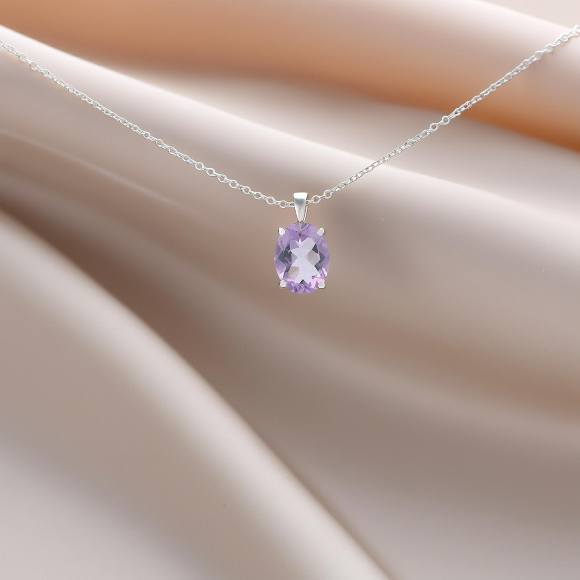 Rakuten - 【日本製】アメジスト ペンダント 約1.5ct｜オーバルカット｜Silver925台座｜45cmアジャスター付きチェーン｜上品パープル｜ケース付き
