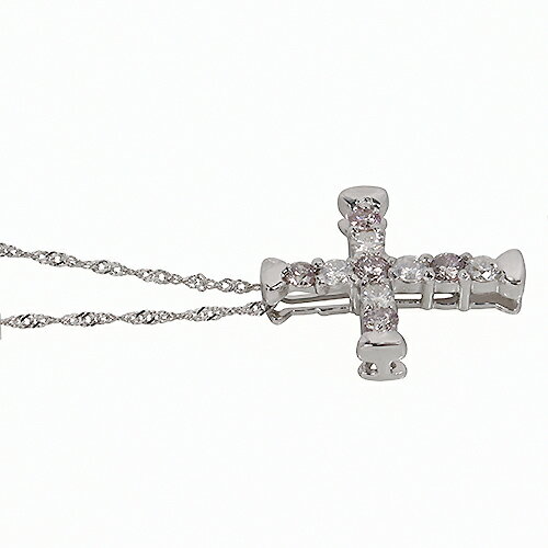 0.2ct 天然 ピンクダイヤ ダイヤモンド クロス プラチナ Pt900 ネックレス スクリ...