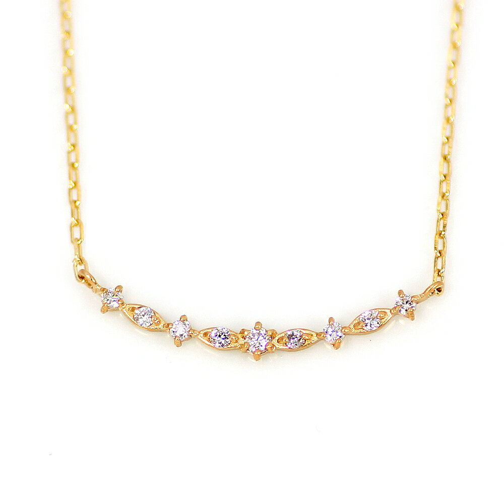 Garnet - K10 WG PG 0.1ct ダイヤ ライン ネックレス