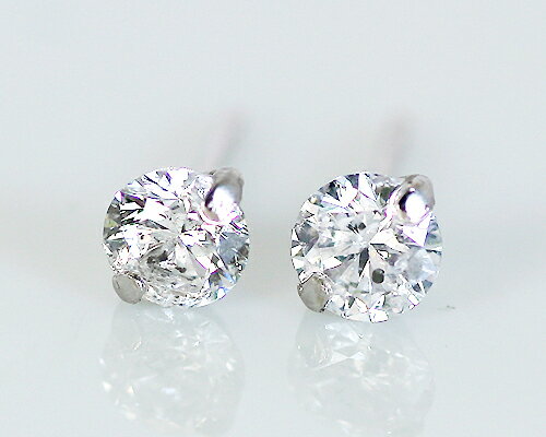 K18WG　0.4ct　1粒ダイヤモンド2爪ピアス