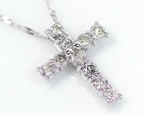 K18WG 0.3ct ダイヤモンドクロスペンダント
