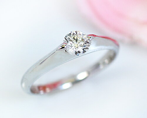 Rakuten - 0.3ct ダイヤ リング K18 WG PG 1粒 1石 2爪 天然 ダイヤモンド