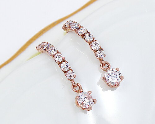 Rakuten - K18 WG PG 0.4ct ダイヤモンド チャーム ピアス