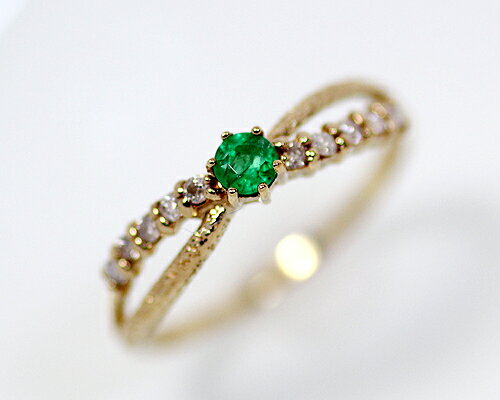 0.1ct エメラルド リング K10 10金天然ダイヤ