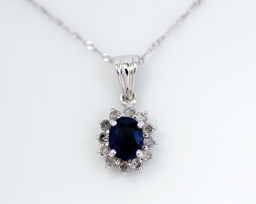 Sapphire - K18WG　0.5ct　サファイアペンダント　(244423)