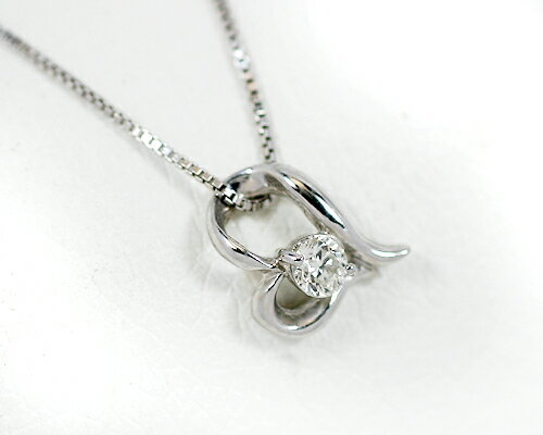 K18WG台 0.03ctダイヤオープンハートペンダント （10金ベネチアンチェーン）