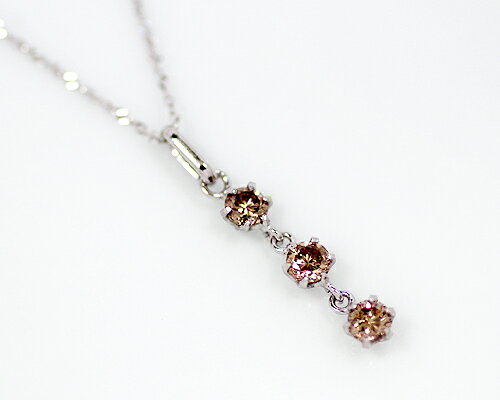 Yellow - K18/WG/PG　0.3ct　ブラウンダイヤモンド3ストーンペンダント