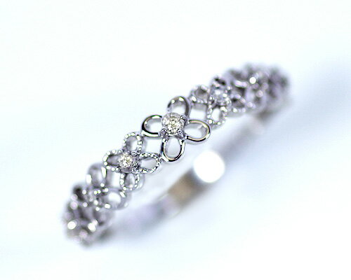 Rakuten - K10WG　0.14ct　ダイヤモンドフラワーリング　(253242)