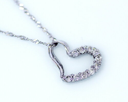 White - K18WG 0.1ct ダイヤモンドオープンハートペンダント