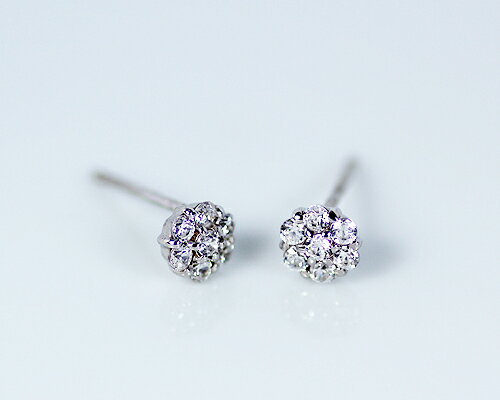 Rakuten - K18 WG PG 0.2ct ダイヤモンド フラワー ピアス