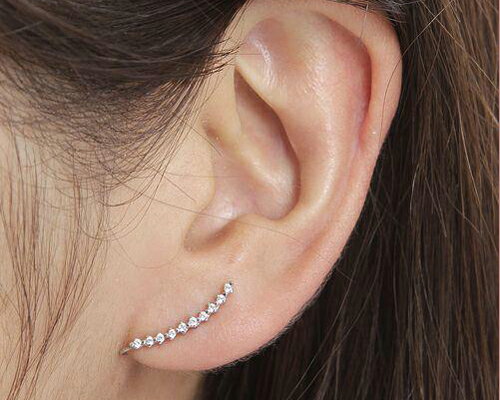 K10 WG 0.06ct ダイヤモンド イヤーカフ (半ペア)