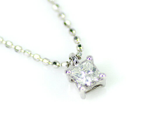 Rakuten - Pt999　0.15ct　プリンセスカットダイヤモンドペンダント(シルバーカットボールチェーン)