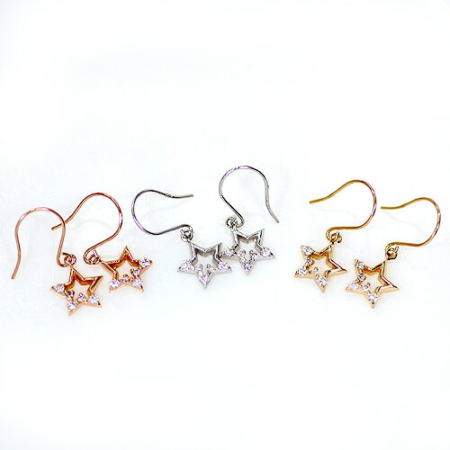 Opal - K10/WG/PG 0.1ct ダイヤモンド チャーム フック ピアス エトワール 星 スター ステラ
