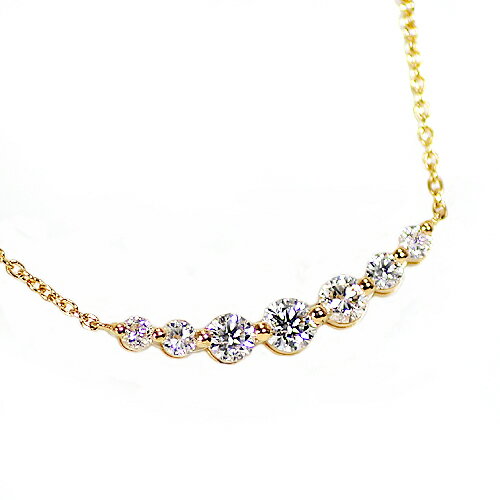 Rakuten - 0.35ct ダイヤモンド 7ストーン ペンダント 18金 ネックレス 天然 ラインネックレス