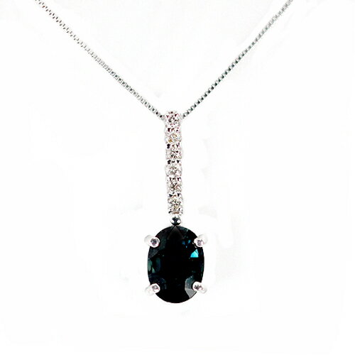 Garnet - 1.0ct サファイア ペンダント K18WG ホワイトゴールド ダイヤ ブルーサファイア 天然 鑑別書