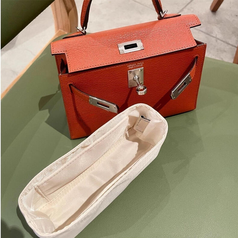 Hermes Mini Kelly 1／Mini Kelly 2／Kelly Danse エルメス ミニケリー1／ミニケリー2／ケリーダンス インナーバッグ 4色 防水性よい 色落ちにくい 耐摩耗性良い 洗濯やすい 軽い 支持性よい 超狭辺デザイン ナイロン製 バッグインバッグ 手作り ハンドバッグインナーバッグ