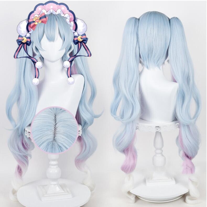 コスプレ 初音ミク はつねみく 雪ミク Miku SnowMiku VOCALOID ボーカロイド ボカロ コスプレウィグ ウィッグ かつら ウィッグネット付き 水色と紫のグラデーションツインテール