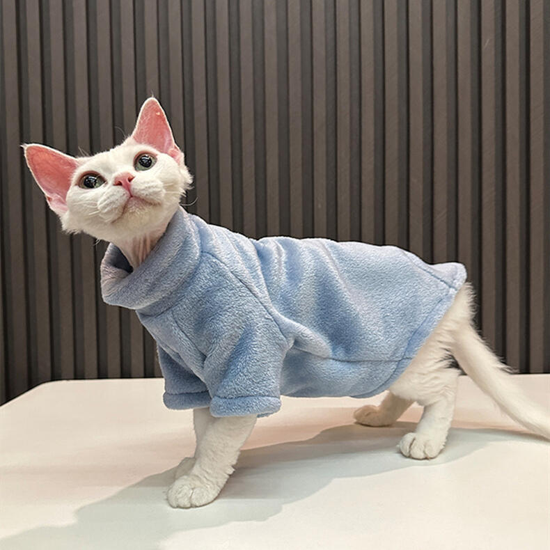 【送料無料】猫服 猫ウェア ペット服 ネコ タートルネックプルオーバー 14色 スフィンクス デボンレックス 猫綿服 インナー ふわふわ 柔らかい 保温性よい 春 秋 冬 厚手 防寒 すごく暖かい かわいい