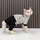 【送料無料】猫服 猫ウェア ペット服 ネコ 白黒ストライプつなぎ服 しまうま柄 スフィンクス デボンレックス シマウマ模様 猫綿服 インナー ふわふわ 柔らかい...