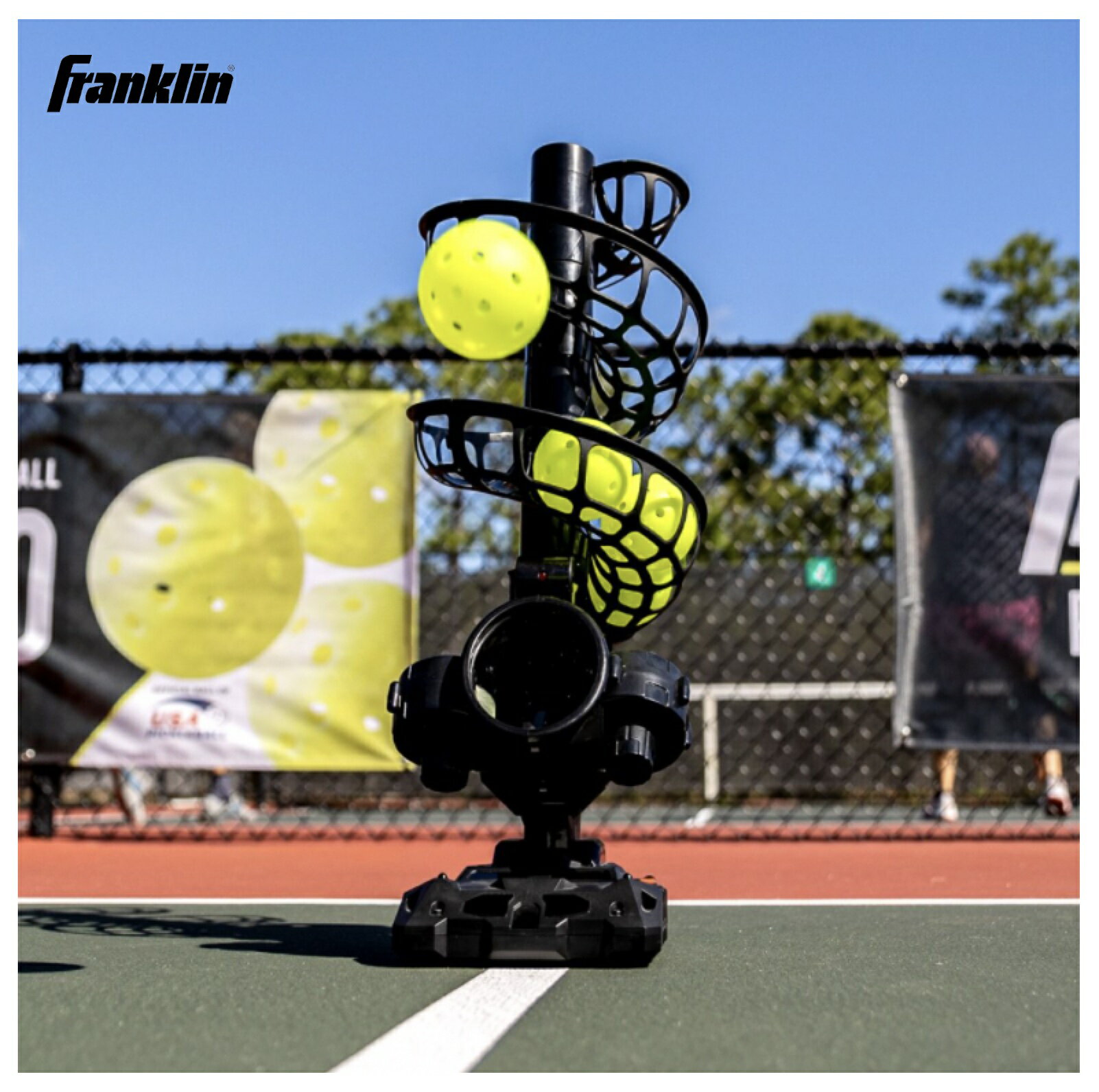 Franklin ピックルボール プロショット・ピックルボーラー ピックルボール練習マシン コンパクトで持ち運びに便利なピックルボール用具。一度に15個のピックルボールを入れることができます。トップスピン、サイドスピン、バックスピン、サーブレシーブなどの練習が簡単に。 5