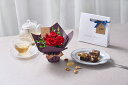 バラ栽培のプロフェッショナル「ホシファーム」 深紅の花色が華麗な赤バラ「サムライ08」ミニアレンジメントルージュ & ホシフルーツ贅沢ブラウニー3個セット FMU-02D 濃厚チョコレート生地 香ばしいナッツ 甘酸っぱいフルーツ トッピング