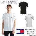TOMMY HILFIGER ワンポイントロゴ半袖Tシャツ ブラック・ホワイト ベーシック コットン コア フラッグ クルーネック 09T3139 トミーフィルフィガー US直輸入