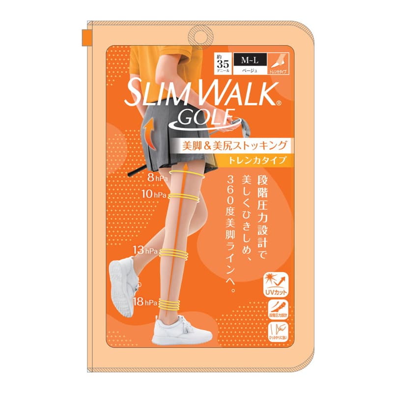 スリムウォーク ゴルフ 美脚＆美尻ストッキング ベージュ 軽やかに、美しく、ひきしめ ピップ for GOLF 圧着/タイツ/レギンス/スパッツ/ストッキング