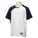 アシックス ベースボールシャツ ホワイトxネイビー BAD017-0150 ベースボール 野球 メンズ ASICS