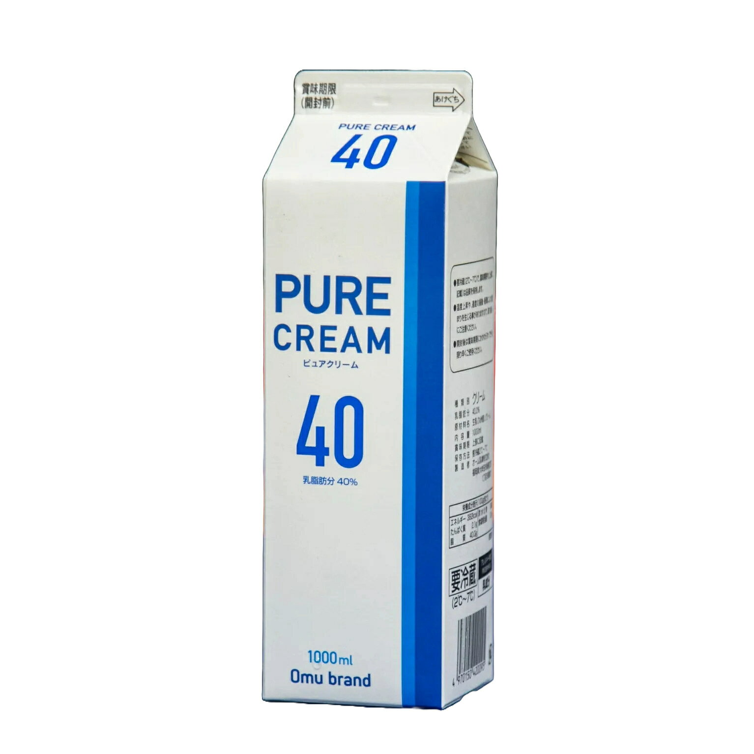 オーム乳業 ピュアクリーム40 1000ml(冷蔵) 製菓用 製パン用 お菓子 手作り 材料 業務用