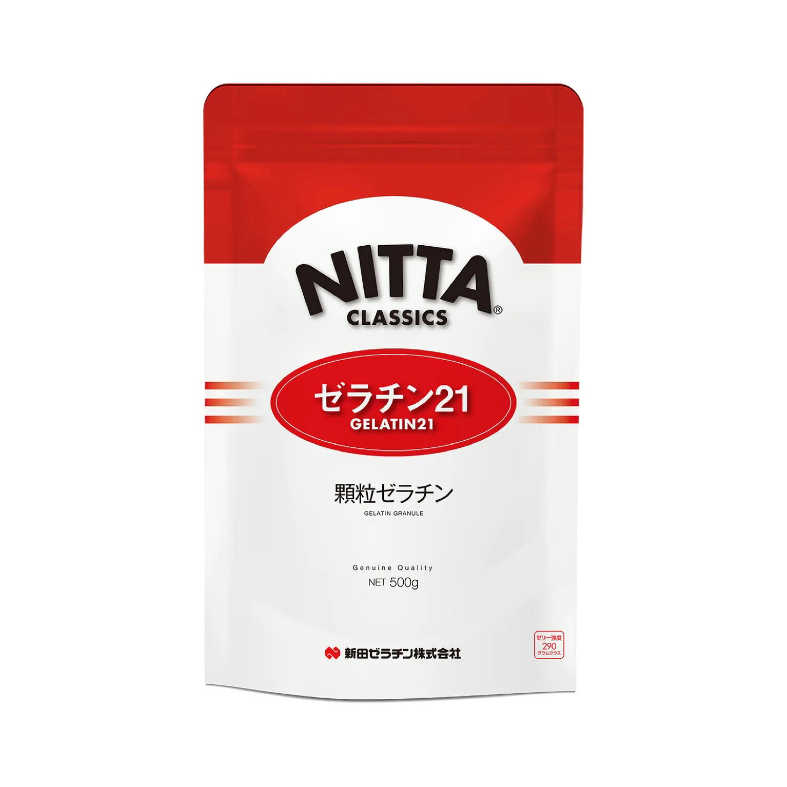 特徴においが極めて少なく、無色透明の顆粒タイプのゼラチンで、50℃程度の液体に振り入れるだけでふやかす手間がなく、素早く溶かすことができます。牛の骨をアルカリ処理して得た粗コラーゲンを水加熱抽出して製した無色透明なのでゼリーやジュレなどにご使用でき、素材の味を活かすことができます。製品詳細ゼリー強度:275〜305g粘度(mPa・S):3.0〜4.0pH:6.0〜7.0標準使用量:1000mlにつき15〜20g(1.5~2％）主な用途製菓、製パン全般でご使用いただけます。