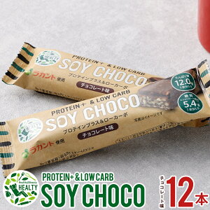 PROTEIN+＆LOW CARB SOY CHOCO 12本セット チョコレート味 (夏季冷蔵) お試し 個包装 チョコバー プロテインバー プロテイン ローカーボ ソイパフ クランチ チョコレート ヘルティ 業務用