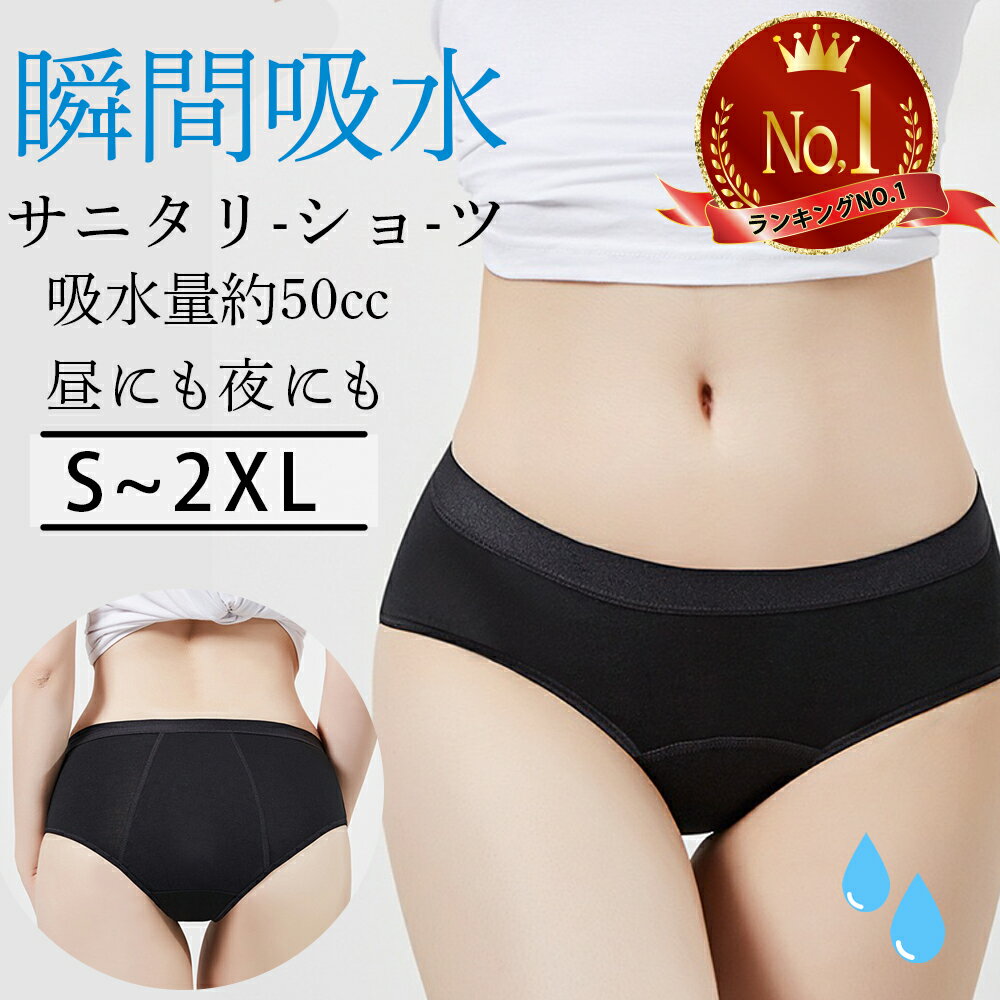 吸水ショーツ 生理用 レディース 50ml吸水 多い日 ビスコース素材 シルクタッチ ナプキン不要 生理用 生理用品 サニタリーショーツ 失禁パンツ 吸水パンツ 後ろ漏れ 生理吸収ショーツ ブラック 安心ショーツ 小さめサイズ 大き目サイズ S M L XL 2XLのサムネイル