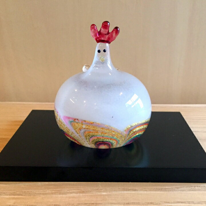 Rakuten - 作家 渡部晃子 干支置物 酉 敷板付き 箱入り ガラス
