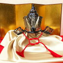 作家 田崎亮介 ガラス製 兜飾り レース兜 金屏風セット付き 箱入り