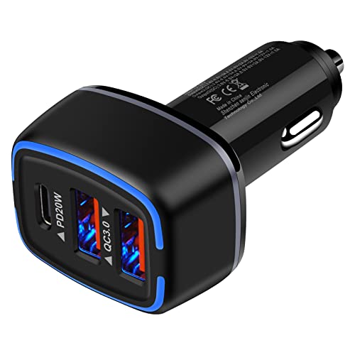 Hootek シガーソケット USB 車 充電器 3ポート カーチャージャー 【56W/PD QC3.0対応/急速充電/USB-C 2USB-A】 車 USB シガーソケット シガレット USB 12V/24V車対応 iPhone 15/14シリーズ Galaxy S21 iPad Pro/Mini/