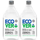 ECOVER(エコベール) エコベール ゼロ 食器用洗剤 詰め替え用 (無香料 無着色) 950ml×2個 大容量 ecover 手に優しい 植物由来 赤ちゃん 食器洗剤 キッチン洗剤 台所用洗剤 油汚れ まとめ買い