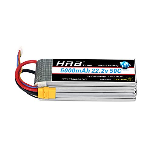 HRB 22.2V 50C 5000mAh 6S Lipoバッテリー、XT90プラグ、DJI飛行機RCクアッドコプターヘリコプターカー..