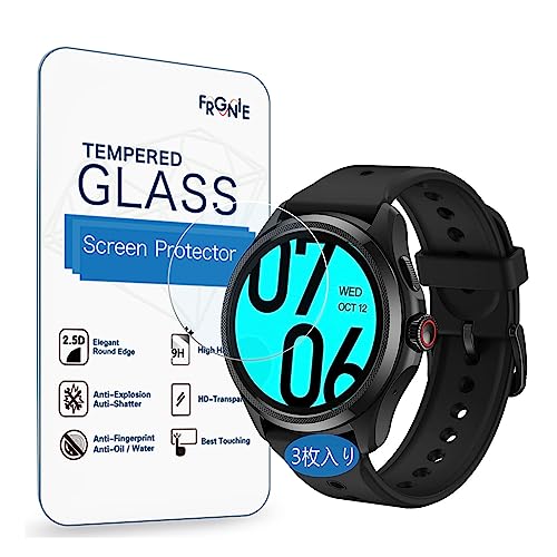 (3枚入り) Frgnie Compatible with TicWatch Pro 5 スクリーン保護フィルム, 9H 強化 ガラスフィルム，対応 TicWatch Pro 3 Ultraスマート腕時計フィルム