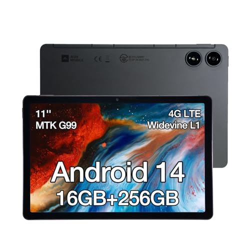 Android 14 タブレット 11インチ AGM PAD P2タブレット Helio G99 8コアCPU 2.2Ghz 、16 (8+8) GB+256GB+2TB拡張、1920*1200 FHD画面(480 Nits)、Widevine L1対応 タブレット SIMフリー4G LTE、7850mAh+20W急速充電+BT5.2+5G WiFi、