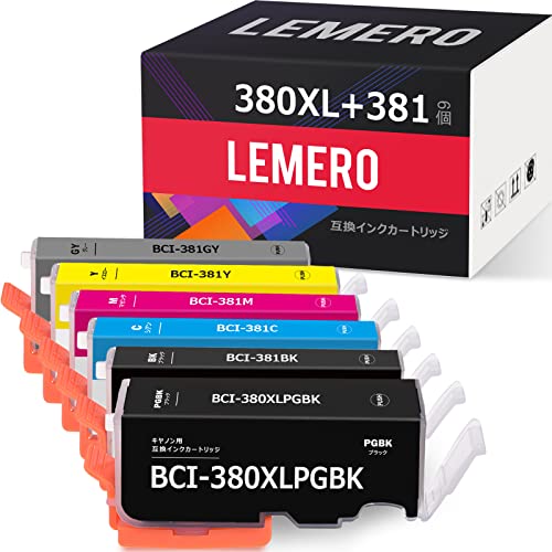 【5月限定!全商品ポイント2倍セール】LEMERO BCI-381 BCI-380XL キャノン インク 380 381 互換 6色 Canon TS8130 インク / TS8230 イン..