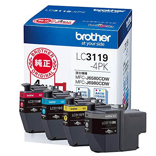 ブラザー工業 【brother純正】インクカートリッジ4色パック(大容量) LC3119-4PK 対応型番:MFC-J6983CDW、MFC-J6583CDW、MFC-J5630CDW 他