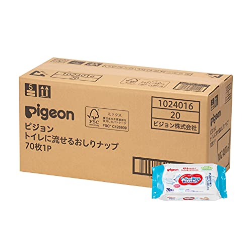 【おしりふき 詰替用】ピジョン Pigeon トイレに流せるおしりナップ 70枚×20パック ケース品