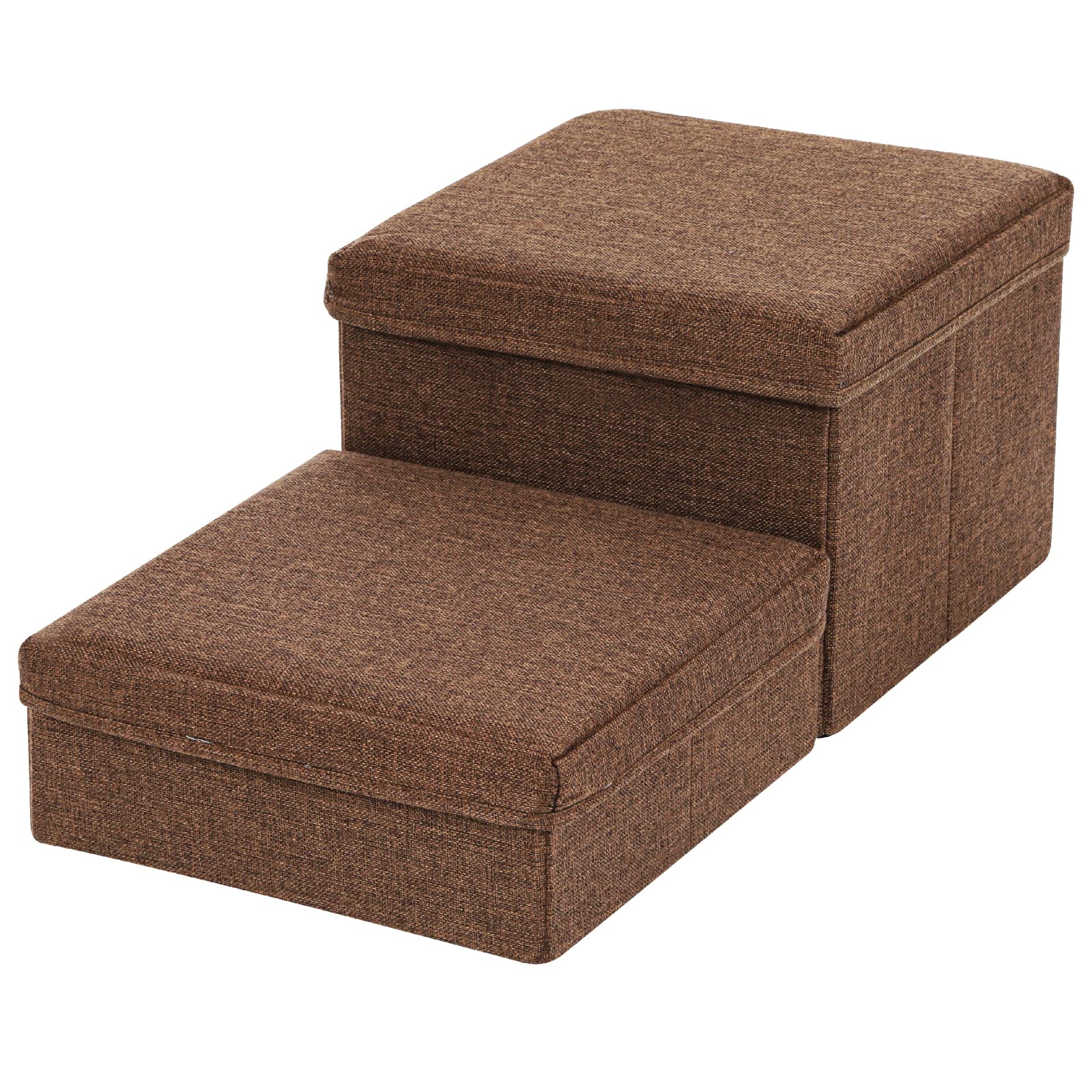 ドッグステップ 犬 ペット用 階段 2段 奥行 大幅に広く改善 折畳み 収納 ヘルニア 小型犬 ケガ防止 滑り止め ブラウン