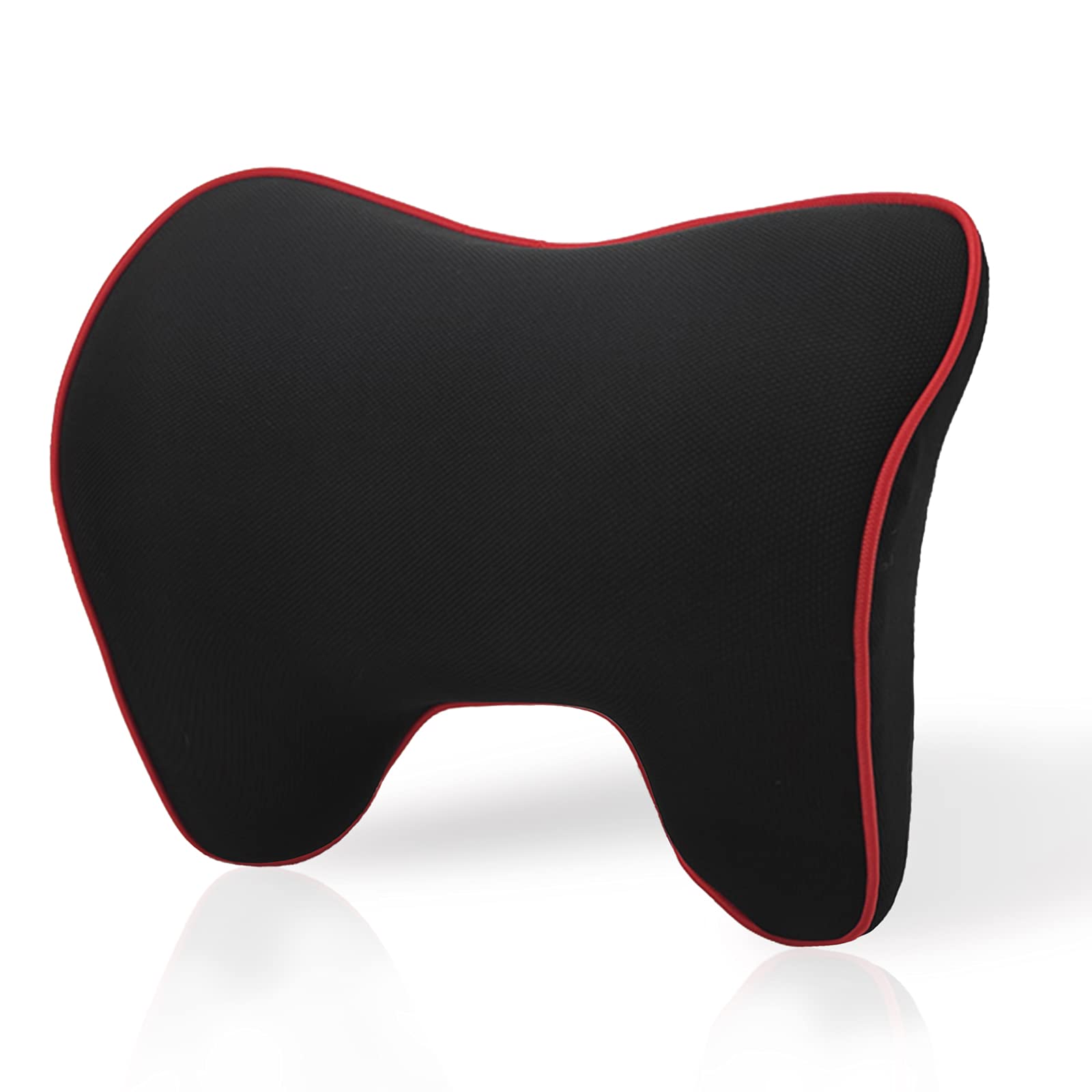 ネックパッド 車 クッション 低反発 ヘッドレスト 車中泊 旅行 運転 ゲーミングチェア 頚椎サポート ネックピロー レッド
