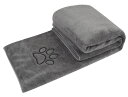 ペット用 タオル 超吸水 厚手 超ソフト マイクロ ファイバー 犬 猫 体拭き 77cmx127cm ダークグレー(2セット)(4)