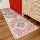 キッチンマット 240 洗える 廊下カーペット 60X240cm ペルシャ柄 ラグ 滑り止め 台所マット おしゃれ オレンジ 防臭 防ダニ 床暖房対応(3)